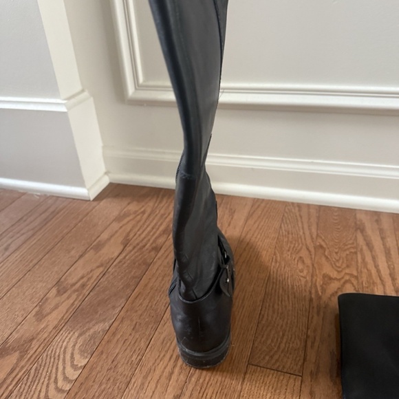NINE WEST BLOGGER BLACK PREMIUM LEATHER SIDE ZIP TALL RIDING BOOTS 6M - Picture 4 of 11